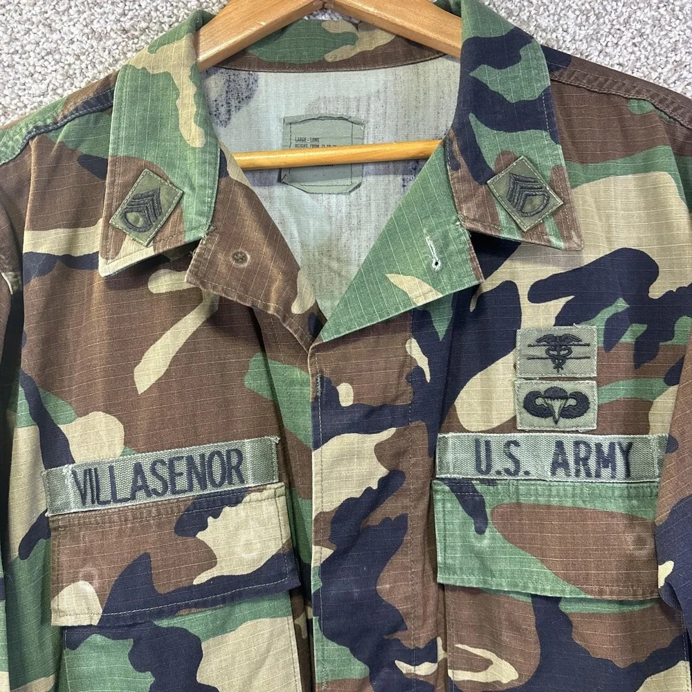 American Apparel Coat Mens LT Green Woodland Camo BDU Hot Weather Ripstop Combat